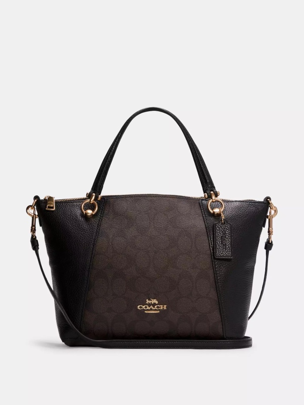 Coach Kacey Satchel Signature Canvas Brown Black C6230 Crossbody Bag